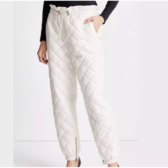 FUTURE COLLECTIVE Women's Quilted High-Rise Cinch Waist Jogger Pants Small - Picture 1 of 13